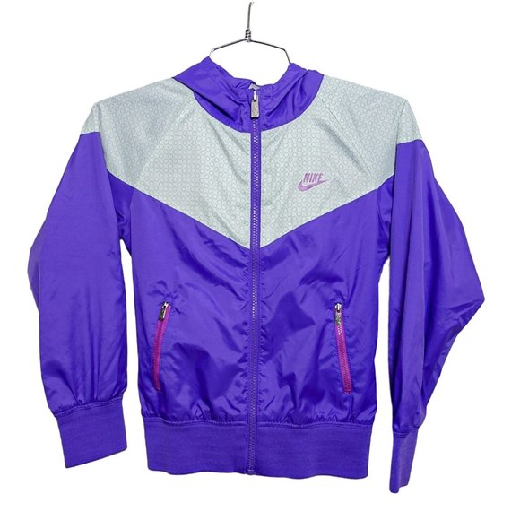 Nike Other - Nike Girls Small Jacket Hooded Windbreaker Purple Full-Zip Athletic Athleisure